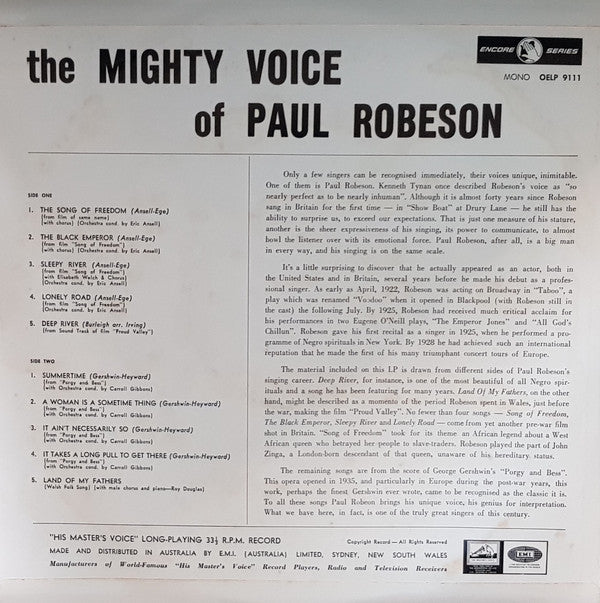 Paul Robeson : The Mighty Voice Of Paul Robeson (LP, Mono)
