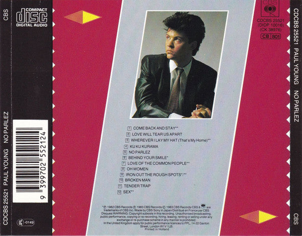 Paul Young : No Parlez (CD, Album, RE)