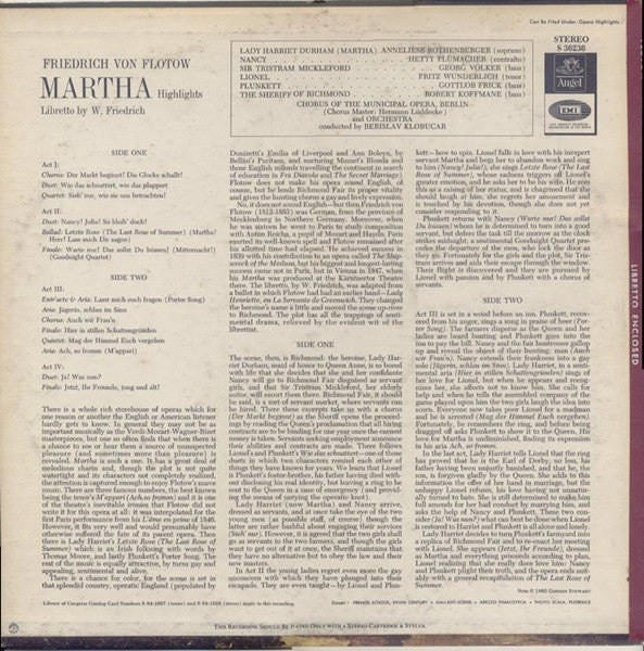 Friedrich von Flotow : Martha Highlights (LP)