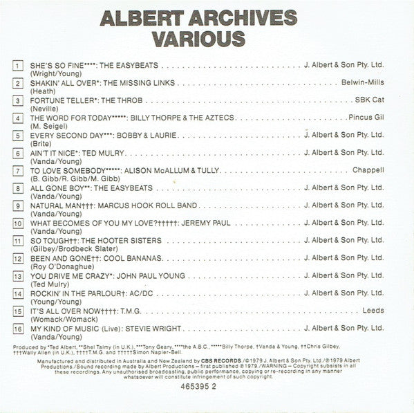 Various : Albert Archives (CD, Comp)