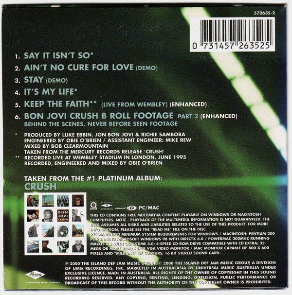 Bon Jovi : Say It Isn't So (CD, Single, Enh, CD2)