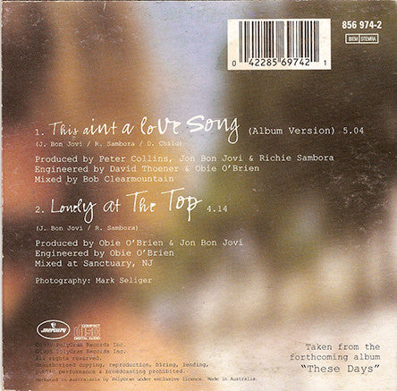 Bon Jovi : This Ain't A Love Song (CD, Single)