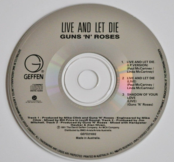 Guns N' Roses : Live And Let Die (CD, Maxi)