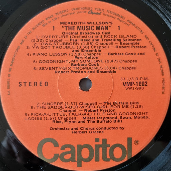Meredith Willson : The Music Man - Original Broadway Cast (LP, Album)