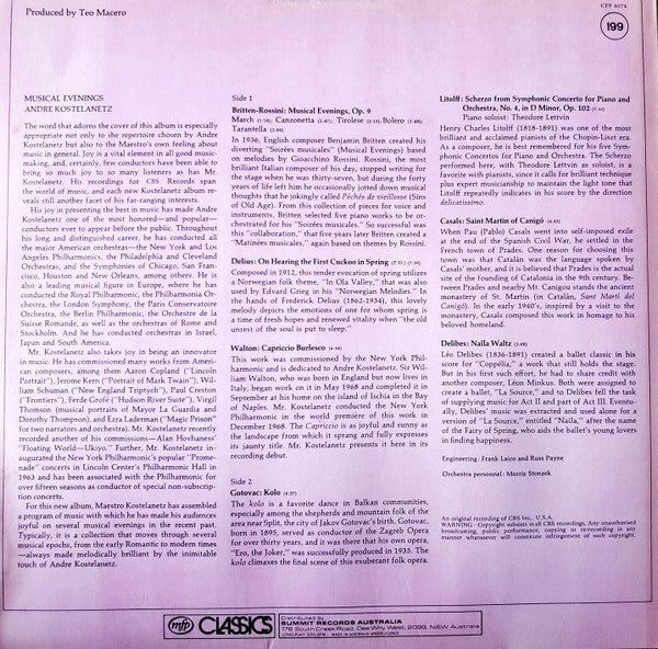 Andre Kostelanetz* : Musical Evenings (LP)