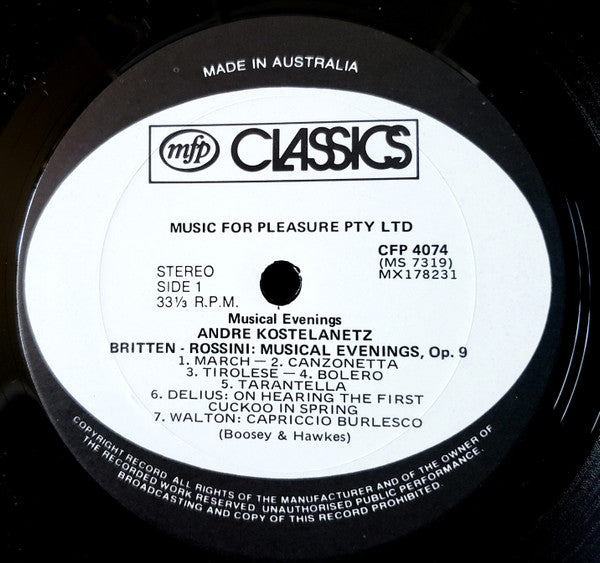 Andre Kostelanetz* : Musical Evenings (LP)