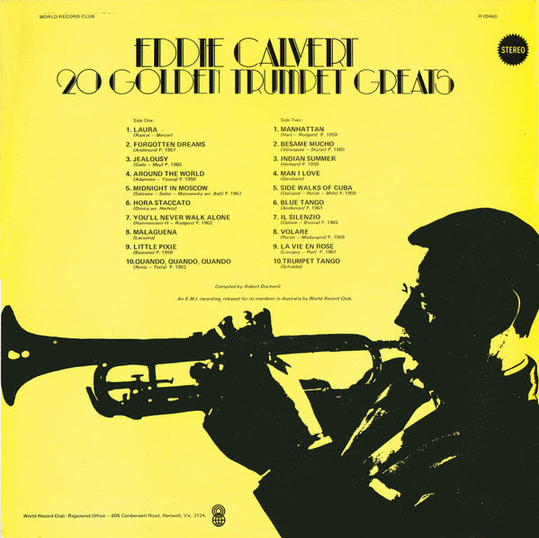 Eddie Calvert : 20 Golden Trumpet Greats (LP, Comp, Club, Yel)