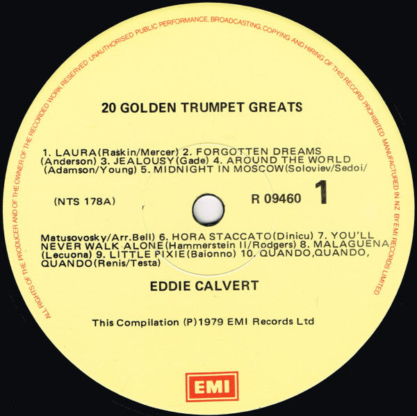 Eddie Calvert : 20 Golden Trumpet Greats (LP, Comp, Club, Yel)