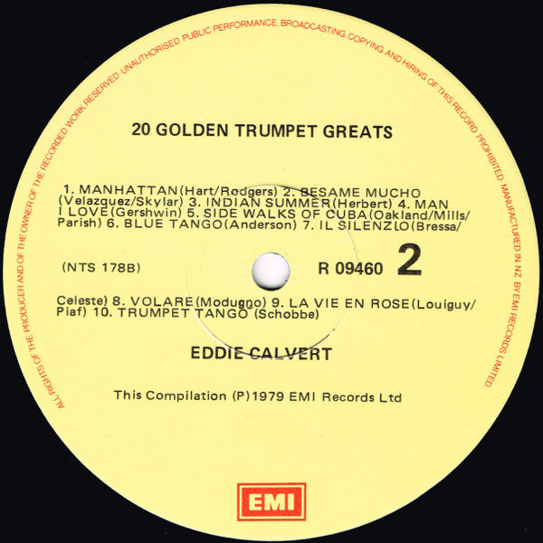 Eddie Calvert : 20 Golden Trumpet Greats (LP, Comp, Club, Yel)