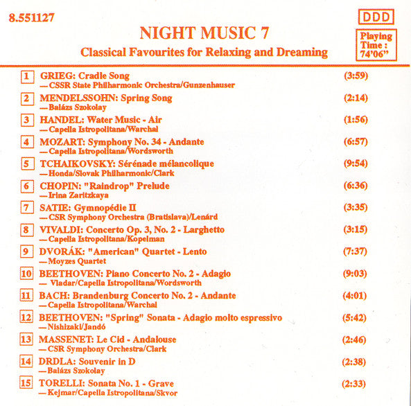 Various : Night Music 7 - Classical Favourites for Relaxing and Dreaming (CD, Comp)