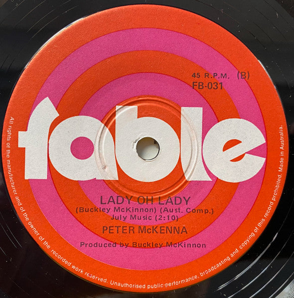 Peter McKenna : Things To Remember / Lady Oh Lady (7", Single, Pic)