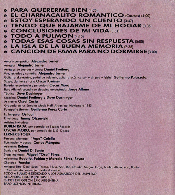 Alejandro Lerner : Todo A Pulmón (CD, Album, RE)