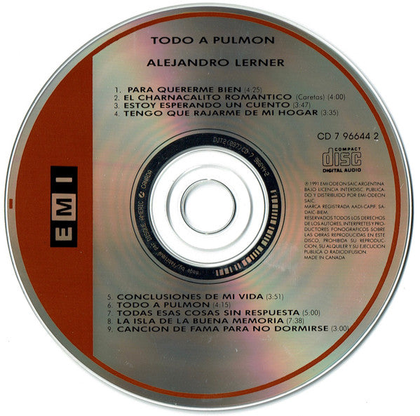 Alejandro Lerner : Todo A Pulmón (CD, Album, RE)