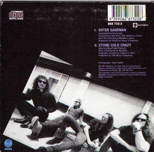 Metallica : Enter Sandman (CD, Single, Car)