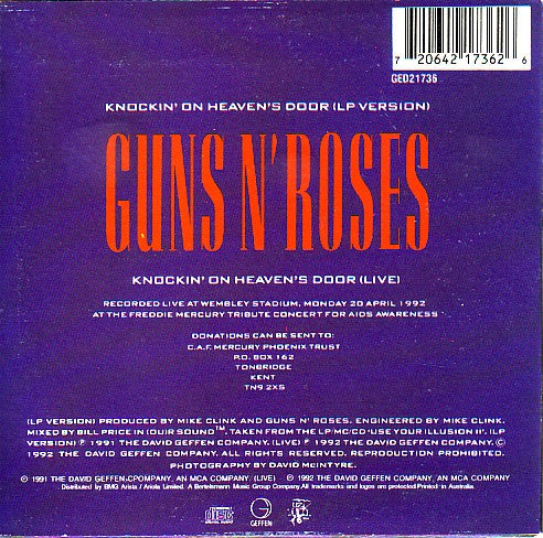 Guns N' Roses : Knockin' On Heaven's Door (CD, Single)