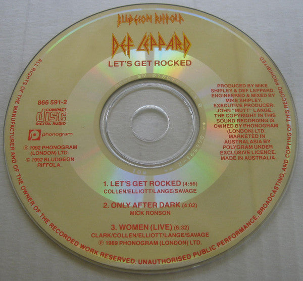 Def Leppard : Let's Get Rocked (CD, Single, Car)