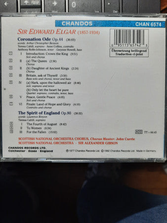 Elgar* - Teresa Cahill / Anne Collins / Anthony Rolfe Johnson / Gwynne Howell / Scottish National Orchestra* And Chorus* / Alexander Gibson : Coronation Ode / The Spirit Of England (CD)