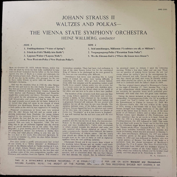 Johann Strauss Jr. - Orchester Der Wiener Staatsoper, Heinz Wallberg : Waltzes & Polkas (LP)