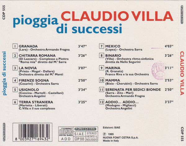 Claudio Villa : Pioggia Di Successi (CD, Comp)