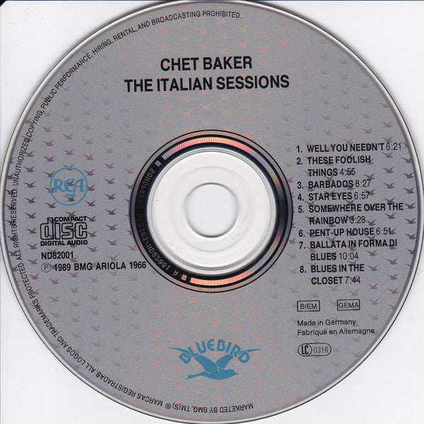 Chet Baker : The Italian Sessions (CD, Album, RE, RM)
