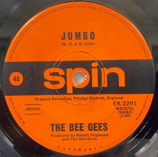 Bee Gees : Jumbo / The Singer Sang His Song (7", Single)