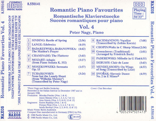 Peter Nagy* : Romantic Piano Favourites Vol. 4 (CD, Comp)