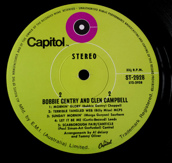 Bobbie Gentry And Glen Campbell : Bobbie Gentry & Glen Campbell (LP, Album, RP, Gre)