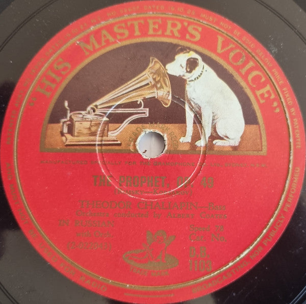 Feodor Chaliapin : The Prophet, Op. 49 / The Song Of The Volga Boatmen (Shellac, 12", RP)