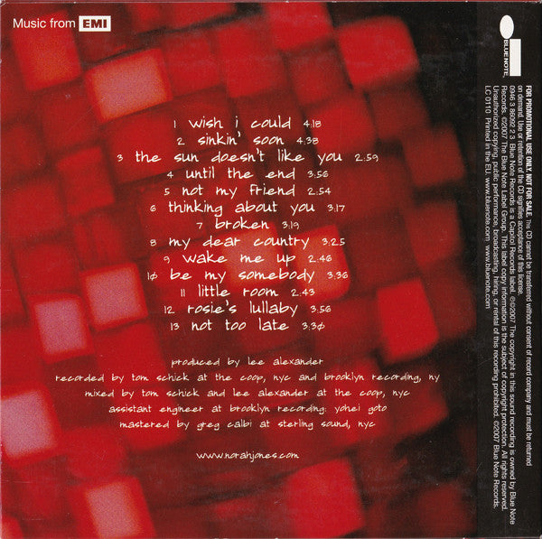 Norah Jones : Not Too Late (CD, Album, Promo, Car)