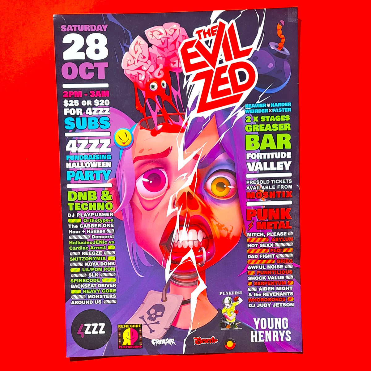 EVIL ZED / 4ZZZ Halloween Party DIY A3 Poster – PUNKFEST 2024 Brisbane