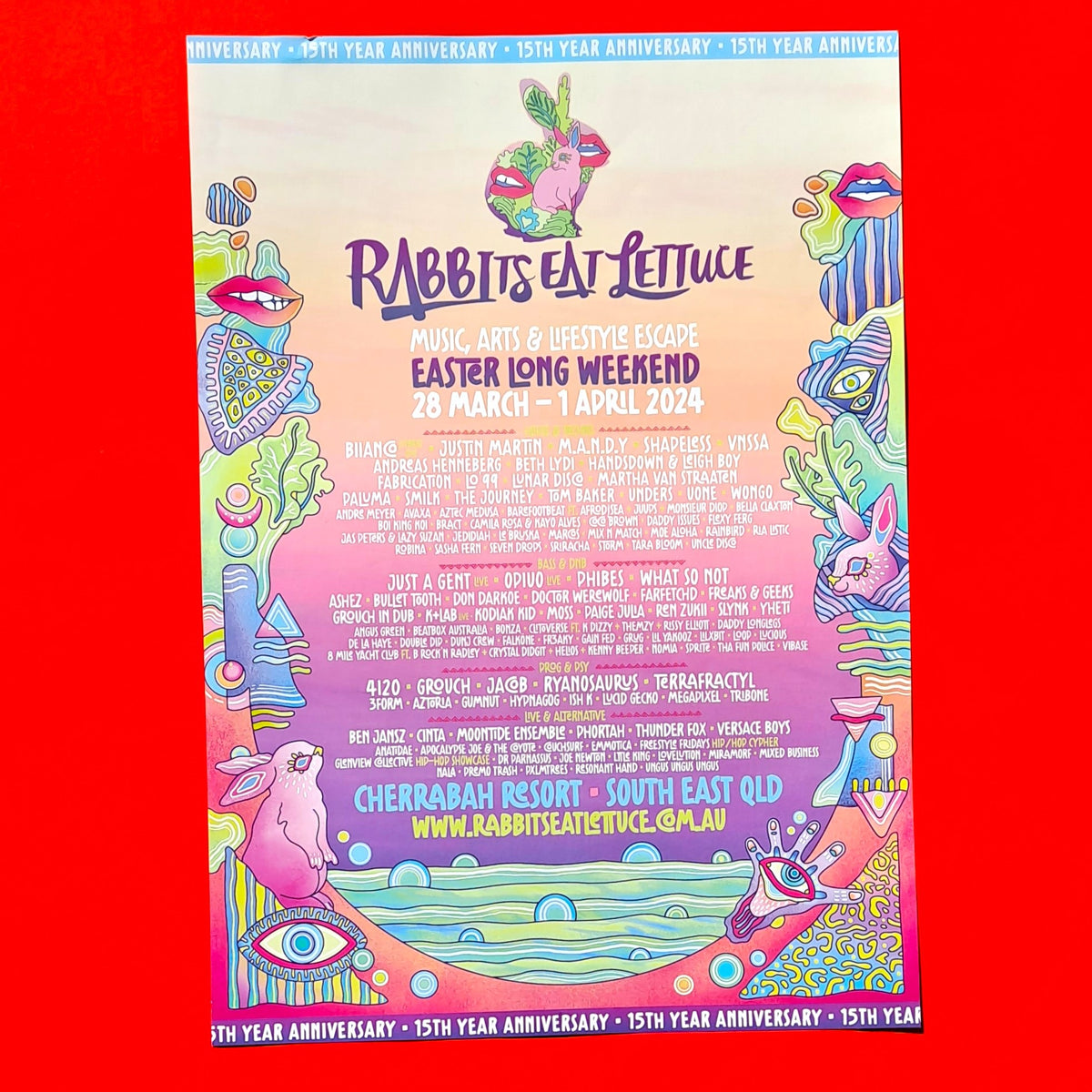 Rabbits Eat Lettuce - Festival A3 Poster – Easter Long Weekend 2024 (15th Anniversary)