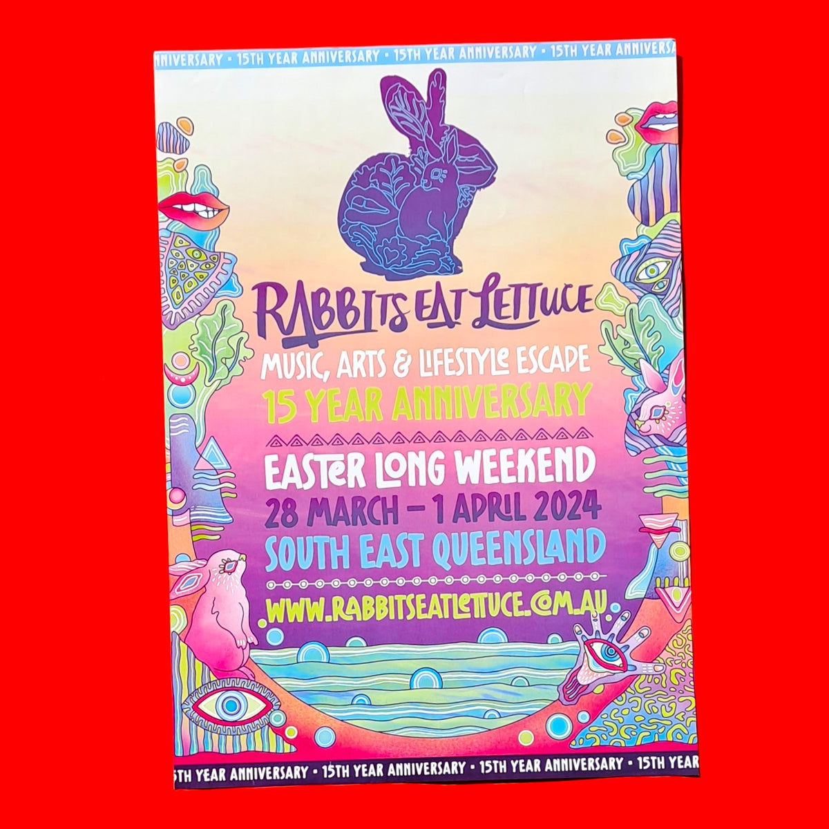 Rabbits Eat Lettuce Festival A3 Poster Variant – Easter Long Weekend 2024 (15th Anniversary)