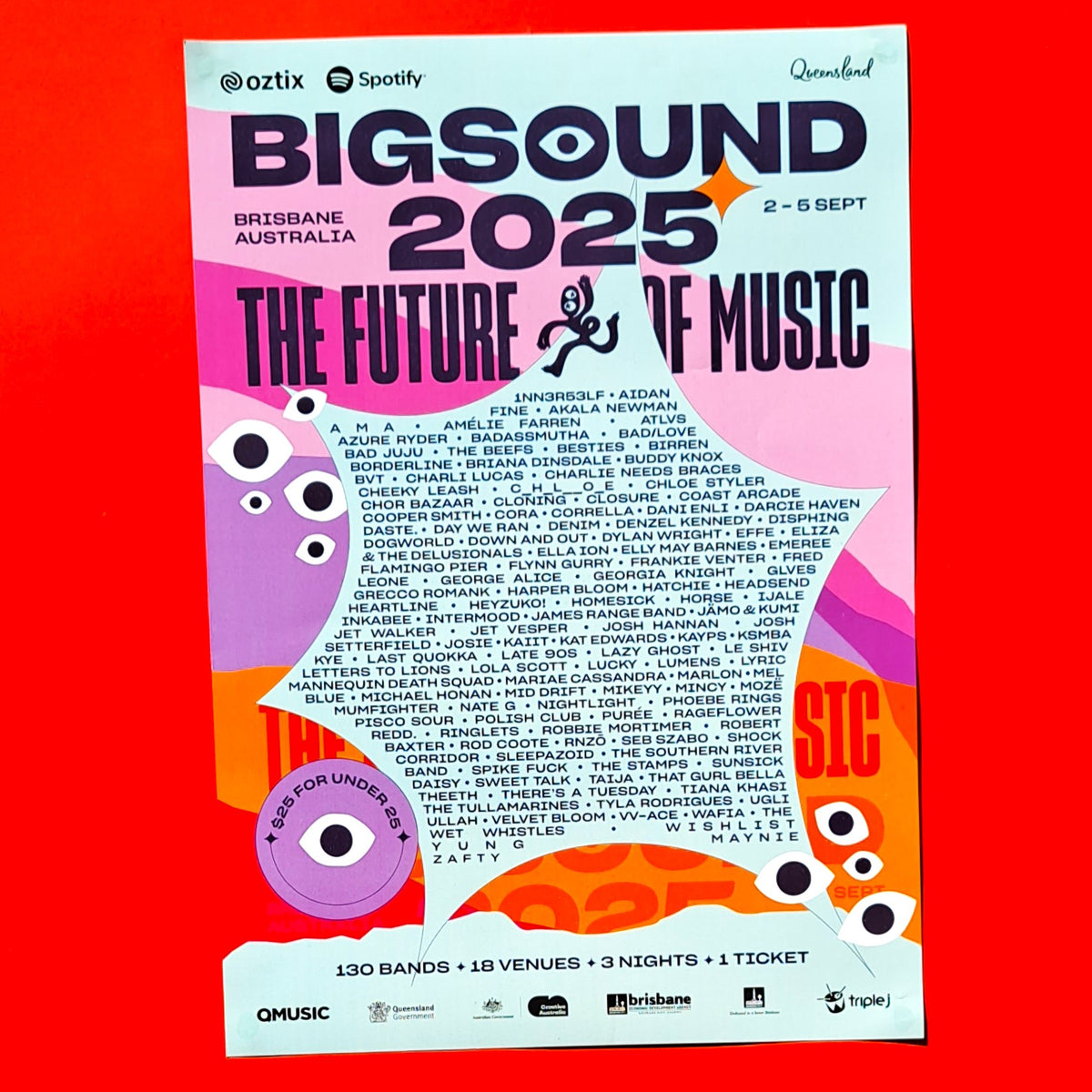 BIGSOUND 2025 A3 Poster – Brisbane Music Festival (2–5 September)