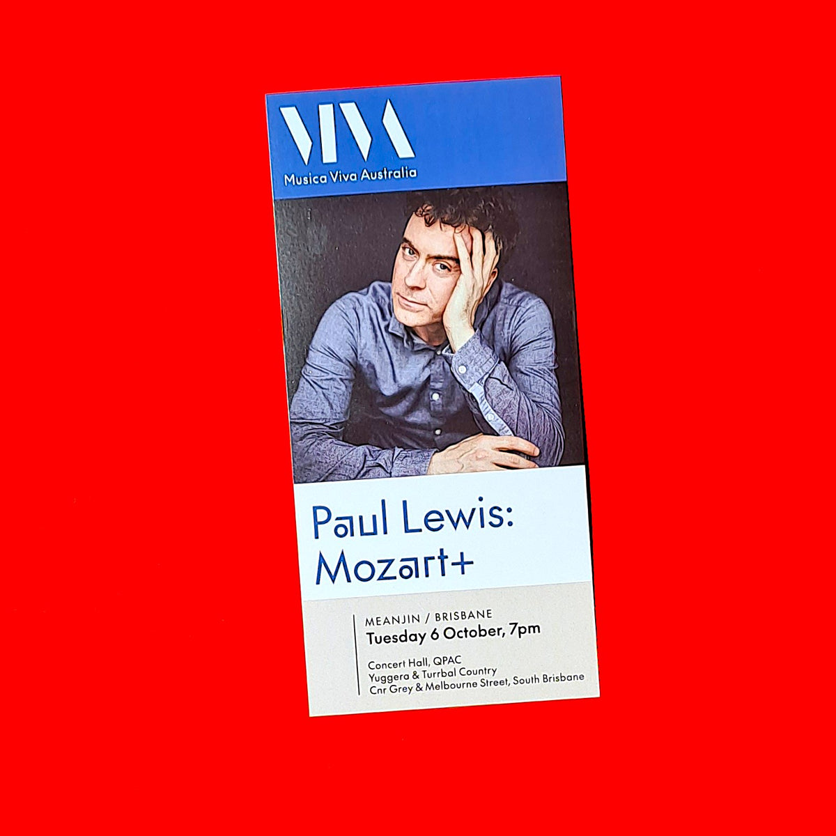 Paul Lewis: Mozart + – Concert Handbill (Musica Viva Australia, 6 October) Brisbane Classical Music 2026