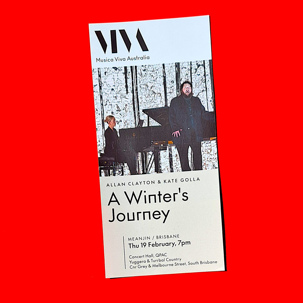 Allan Clayton & Kate Golla -  Schubert – A Winter’s Journey (Musica Viva Australia, 2026 Brisbane Concert Handbill)