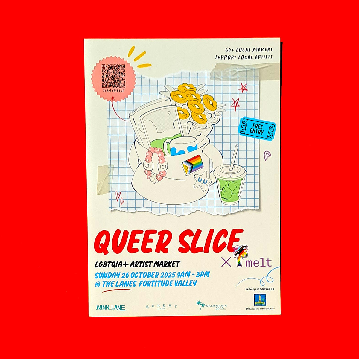 Queer Slice LGBTQIA+ Artist Market – Fortitude Valley (26 October 2025) Promotional Flyer