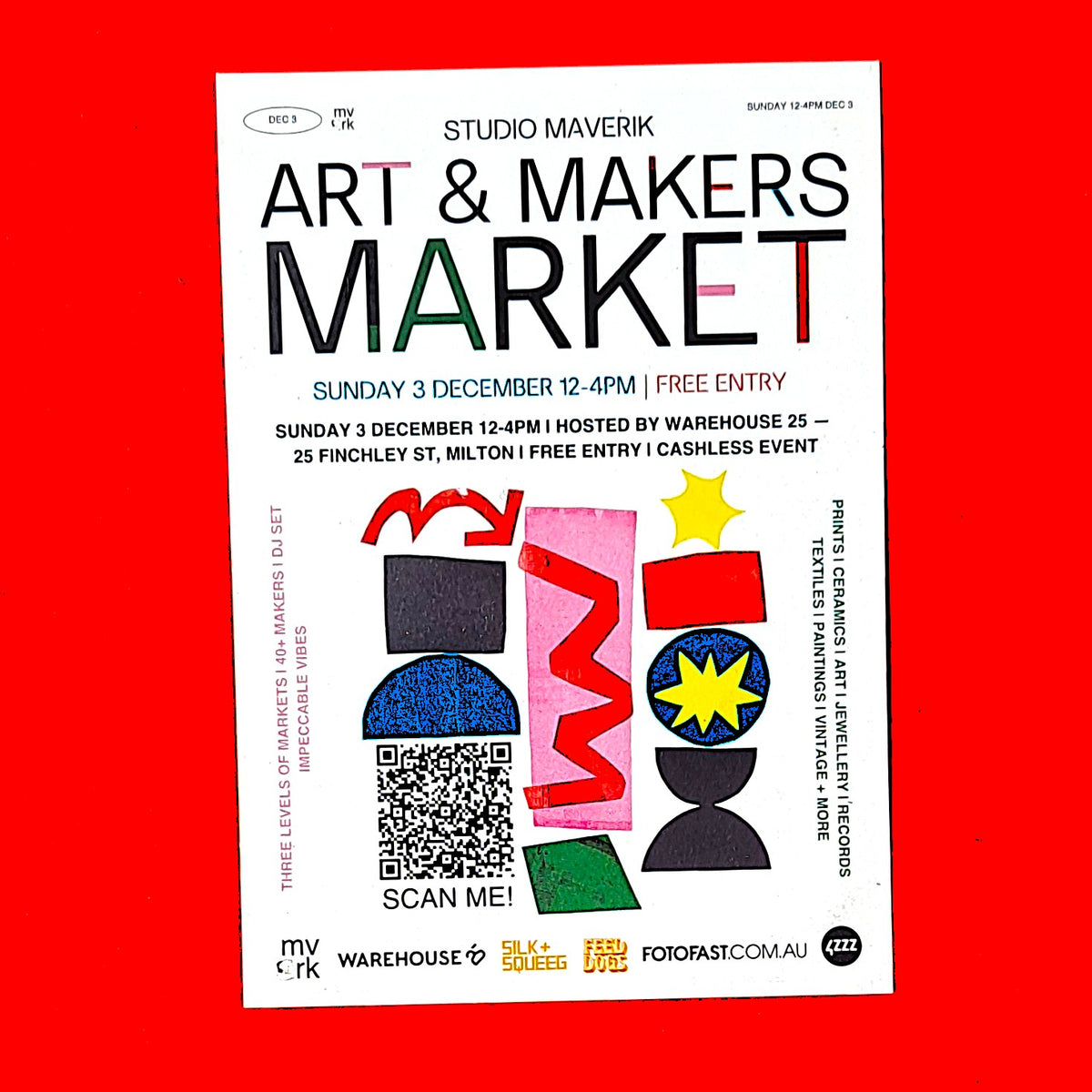 Studio Maverik – Art & Makers Market (Warehouse 25, Milton, Brisbane, 2023 Art Market Handbill)