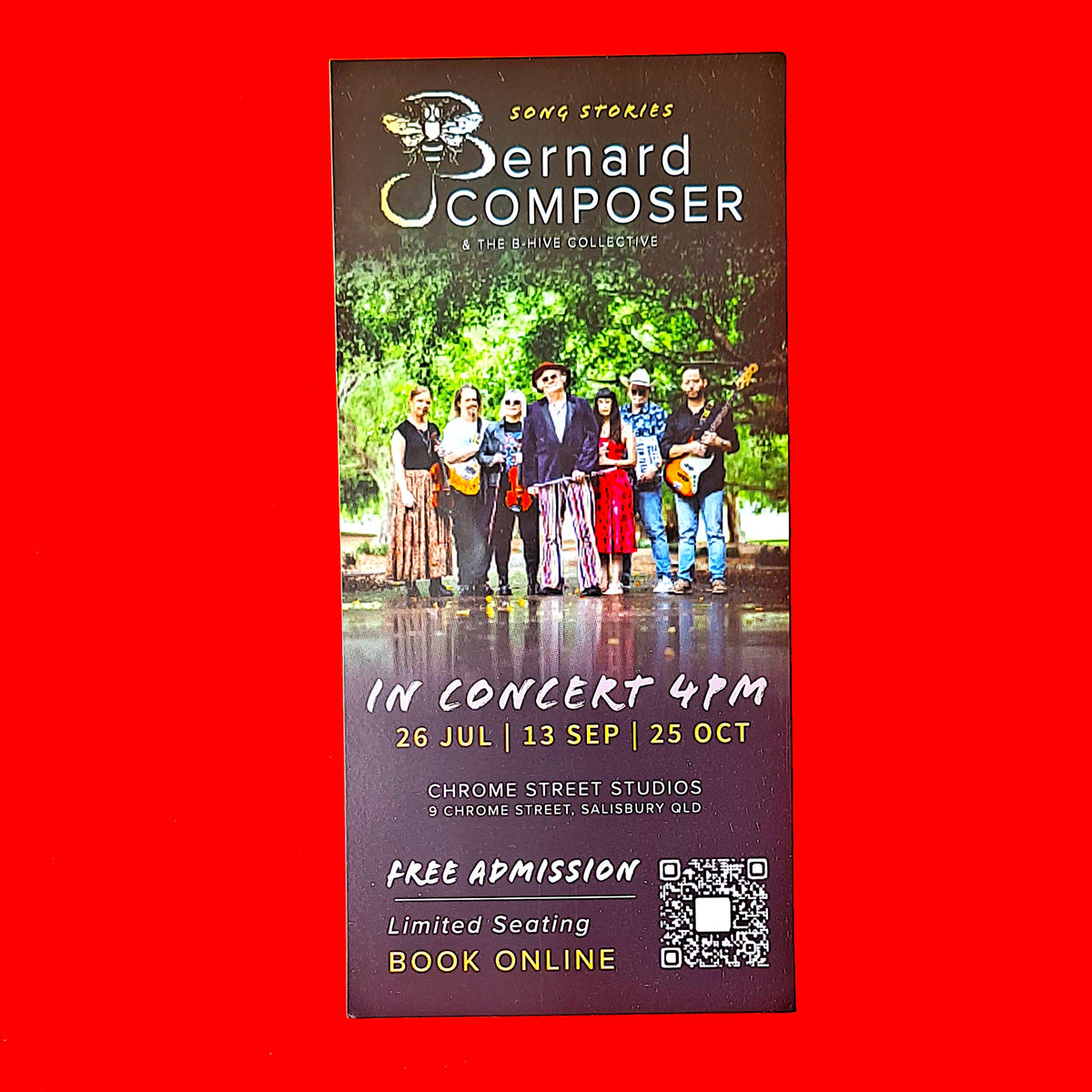 Bernard Composer & The B-Hive Collective – Song Stories - Brisbane Concert Handbill (Chrome Street Studios, Salisbury) 2026