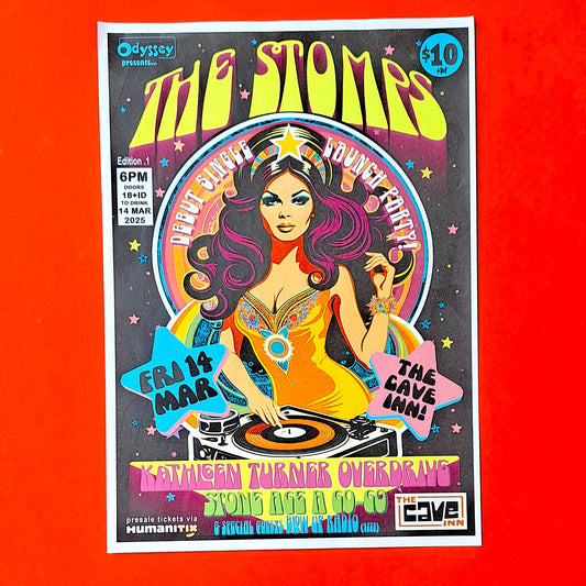 The Stomps Kalamazoo Debut Single A4 Brisbane Launch Party Poster, 2025
