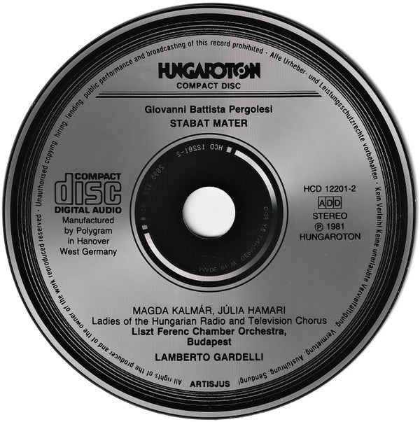 Giovanni Battista Pergolesi - Magda Kalmár, Julia Hamari, Lamberto Gardelli : Stabat Mater (CD, Album, RE, RP)