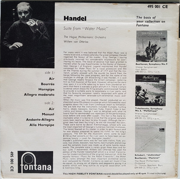 Handel*, The Hague Philharmonic Orchestra*, Willem Van Otterloo : Suite From "Water Music" (7")