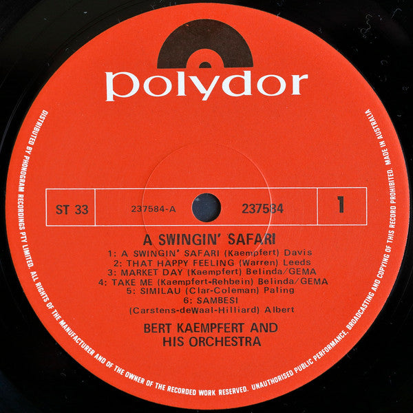 Bert Kaempfert & His Orchestra : A Swingin' Safari (LP, Album)
