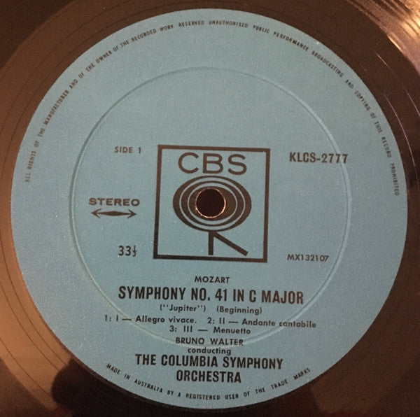 Wolfgang Amadeus Mozart / Bruno Walter, Columbia Symphony Orchestra : Symphony No.41,"Jupiter" / Symphony No.35,"Haffner" (LP)