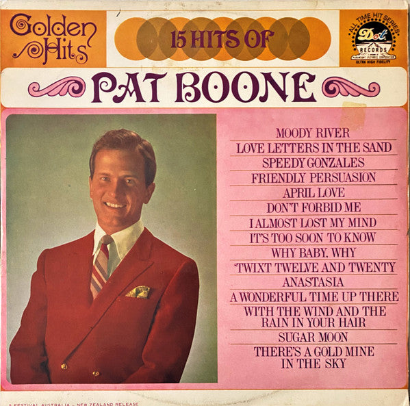 Pat Boone : Golden Hits - 15 Hits Of Pat Boone (LP, Comp, Mono)