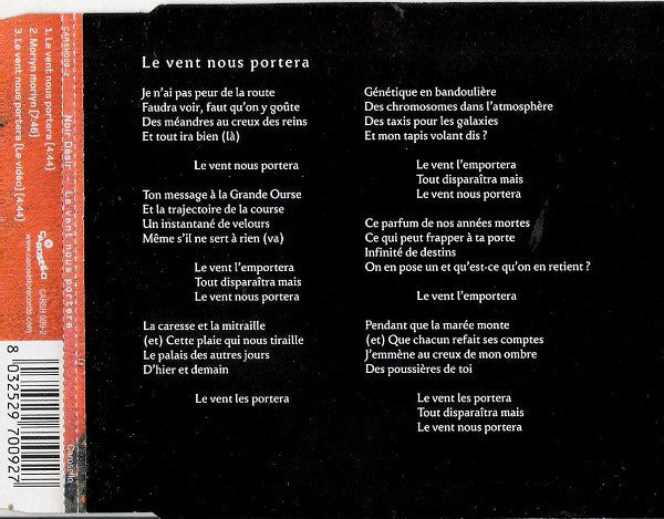 Noir Désir : Le Vent Nous Portera (CD, Single, Enh)