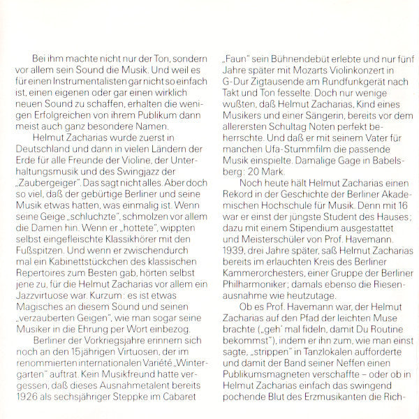 Helmut Zacharias : Musik Ist Mein Leben (CD, Comp)