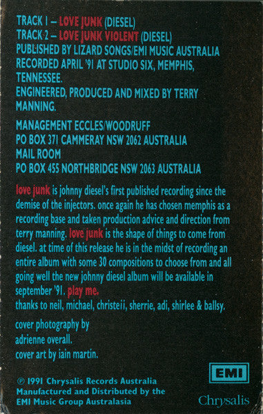 Johnny Diesel : Love Junk (Cass, Single)