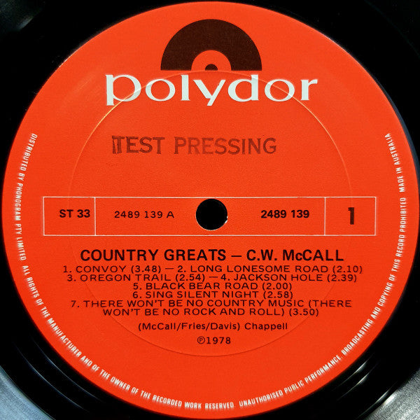 C.W. McCall : Country Greats (LP, Album, Comp)