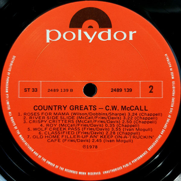 C.W. McCall : Country Greats (LP, Album, Comp)