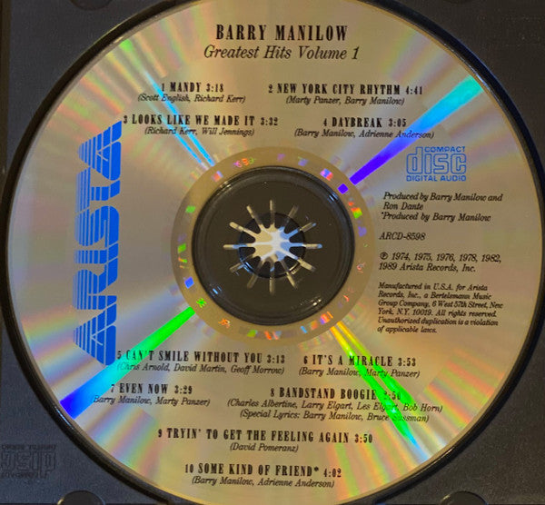 Barry Manilow : Greatest Hits Volume I (CD, Comp, RM, RP, Son)